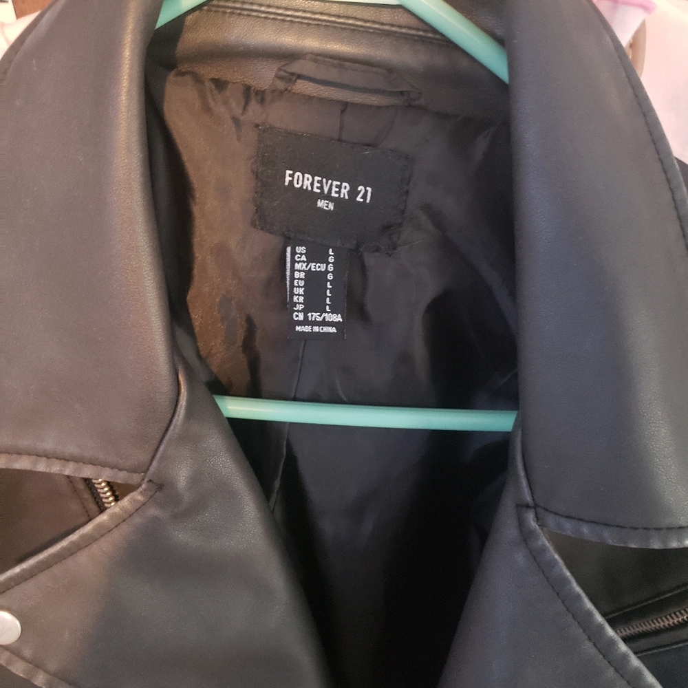 Forever 21 Men's Black Faux Leather Jacket
